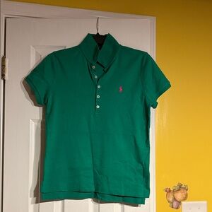 Polo by Ralph Lauren Green Polo with Pink Logo